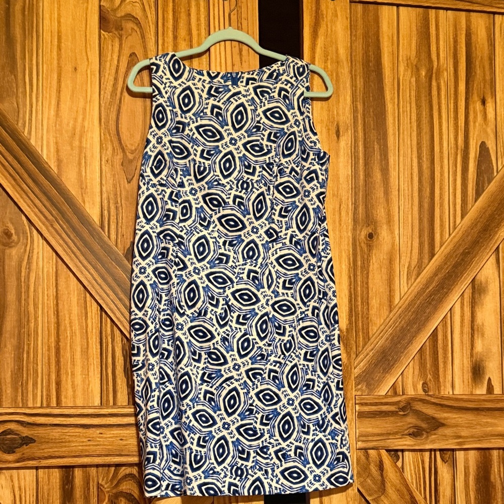 AGB Navy and White Geometric Midi Dress